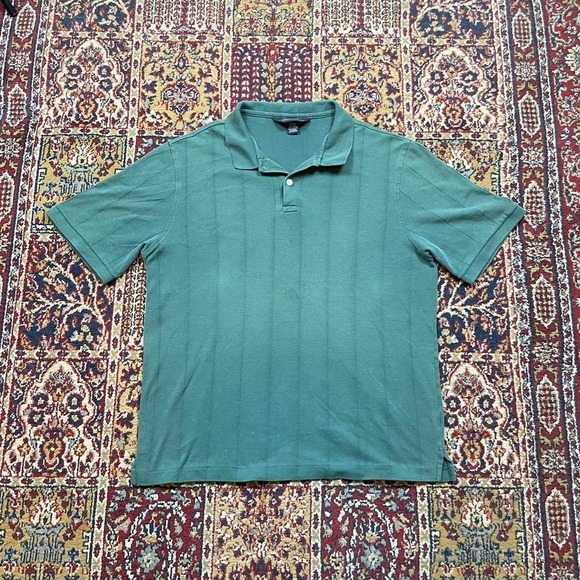 Lands' End Other - VTG 80s 90s Lands End direct merchants striped ribbed golf polo tshirt L USA grn